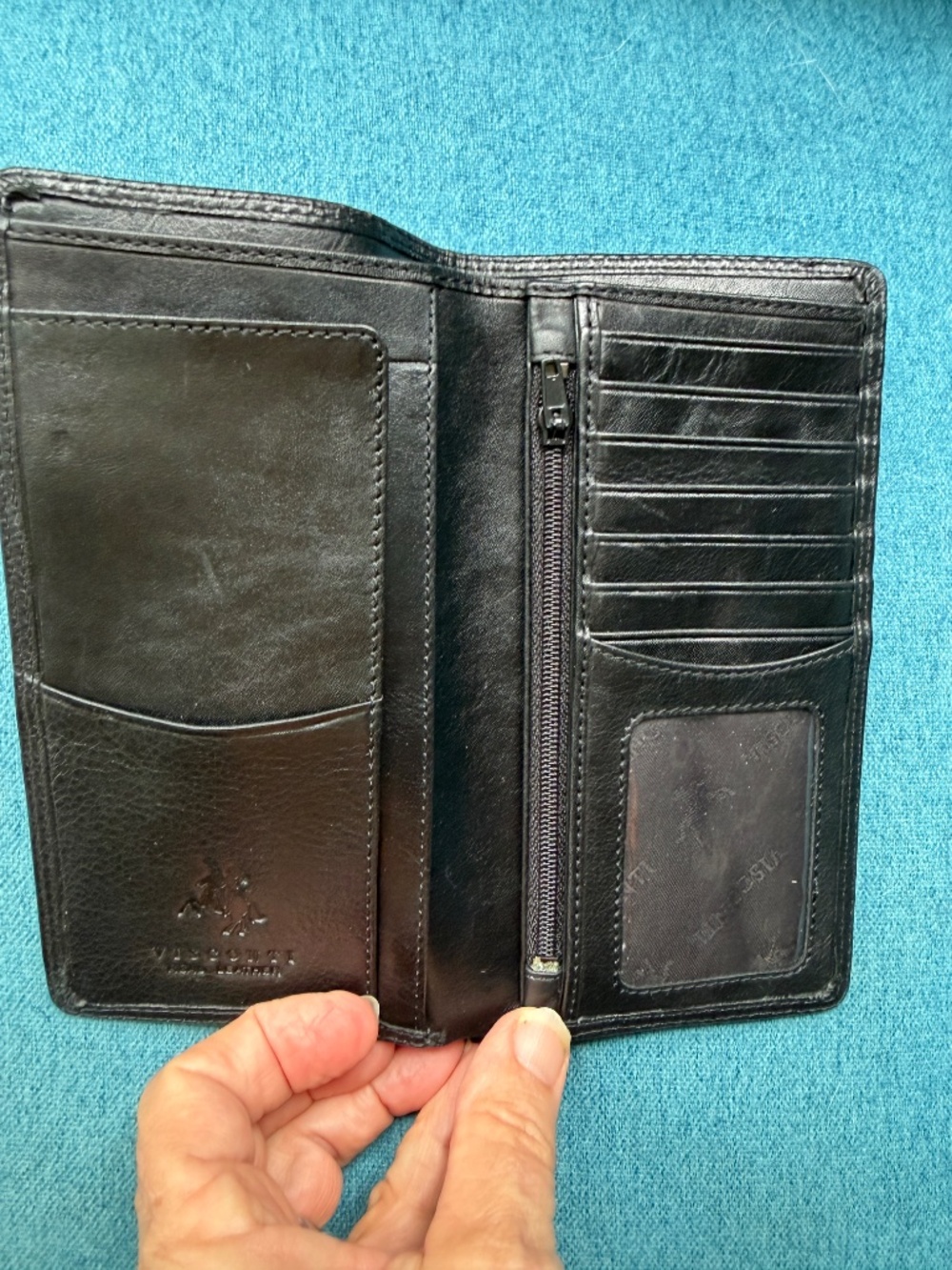 Visconti Real Leather Men's Slim Breast/Suit Pocket Wallet New | Black